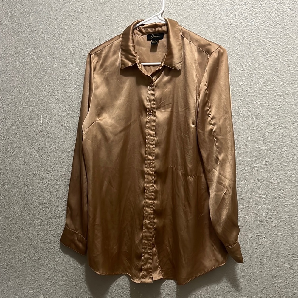 Silky gold button up long sleeve
